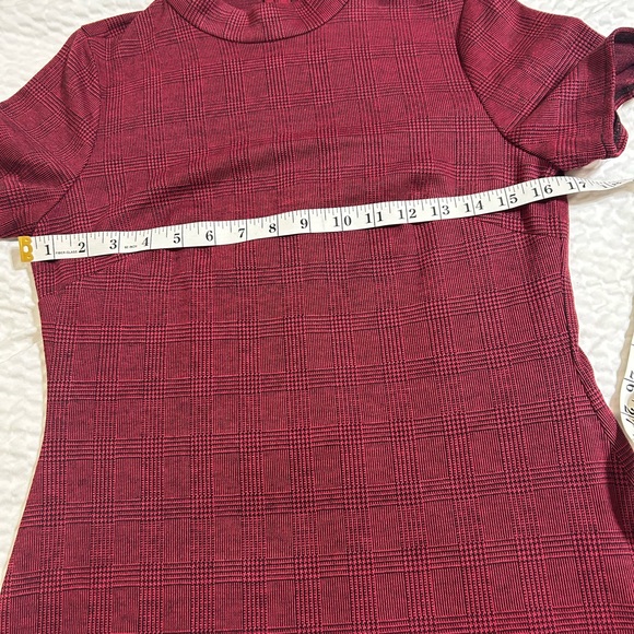 NWT-Nanette Lepore Mock Neck Plaid Dress with Side Panels and Invisible Zipper - Picture 6 of 10